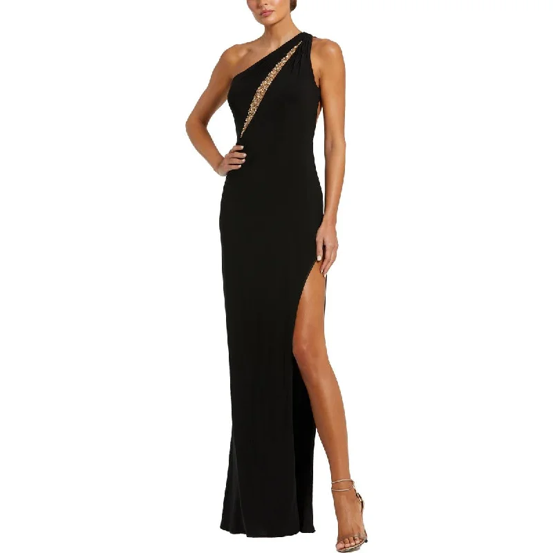 Sleeveless Dresses for Coolness -Mac Duggal Womens Illusion One Shoulder Evening Dress