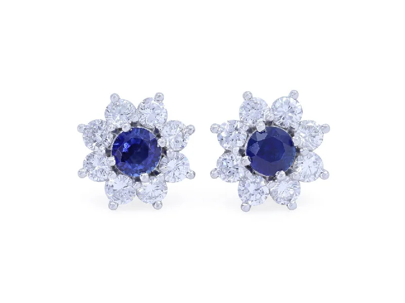 Retro Drop Earrings for Nostalgia -Beladora 'Bespoke' Sapphire and Diamond Earrings in Platinum