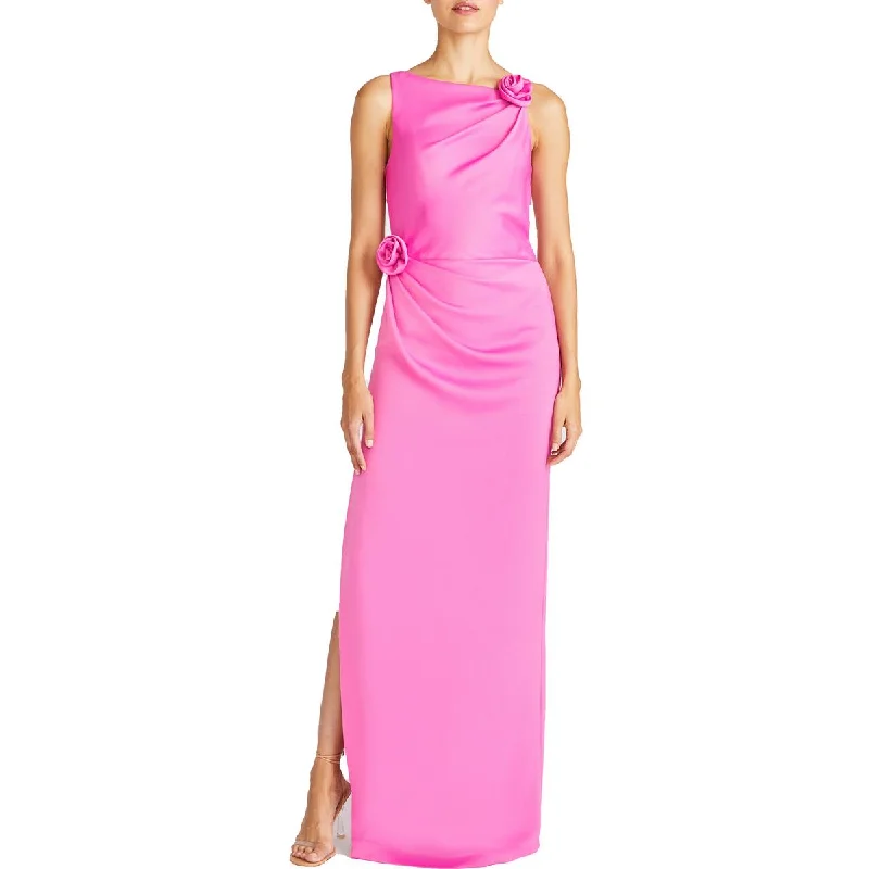 Halter Dresses for Chic Style -ML Monique Lhuillier Womens Pleated Full Length Evening Dress