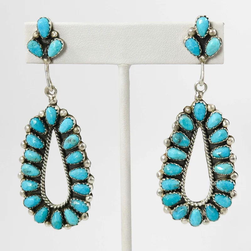 Heart Shaped Drop Earrings for Love -Kingman Turquoise Earrings