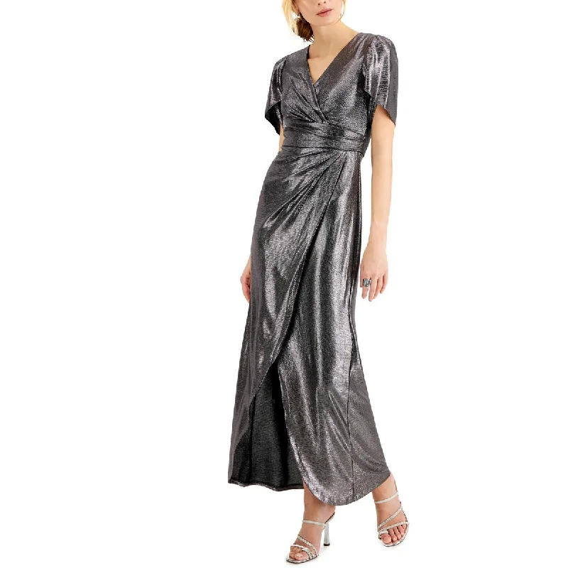 Prom Dresses for School Dance -NW Nightway Womens Metallic Maxi Wrap Dress