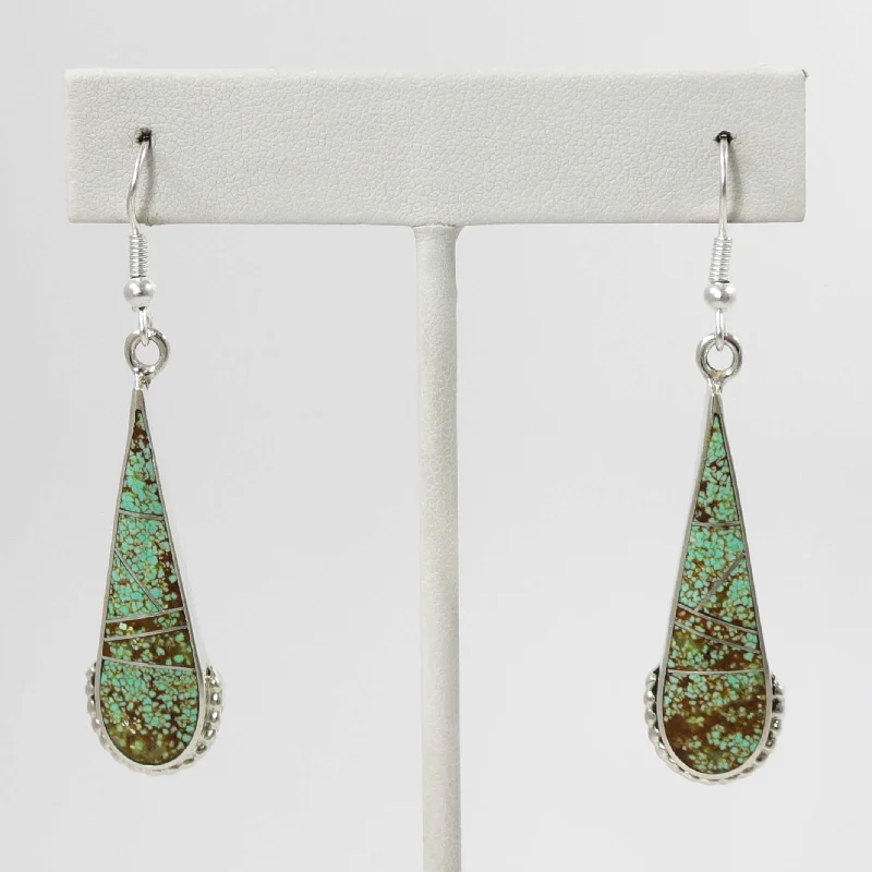 Silver Drop Earrings for Men -Number Eight Turquoise Earrings