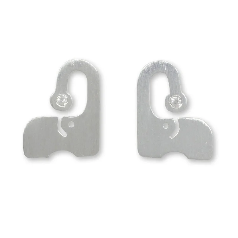 Drop Earrings for Travel Look -Handmade Sterling Silver 'Elephant Sparkle' Cubic Zirconium Earrings (Thailand)