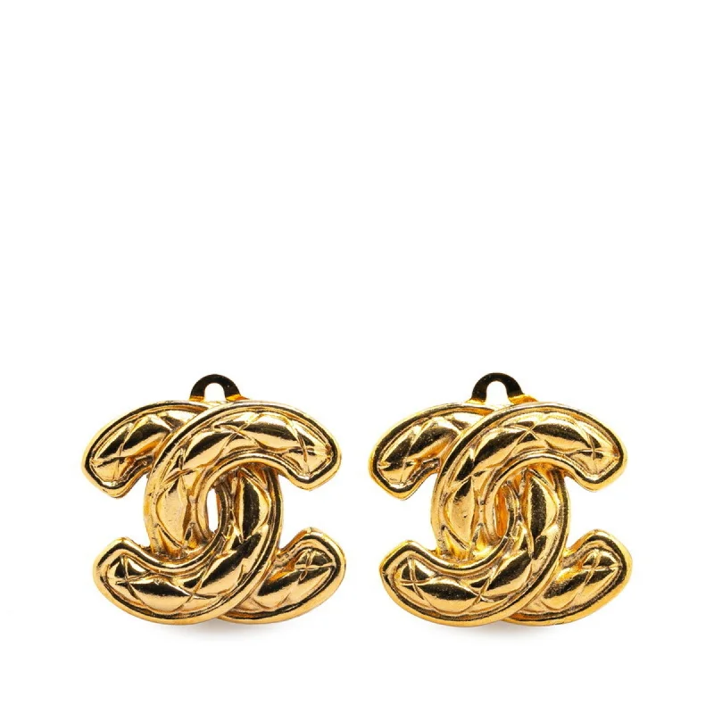 Drop Earrings with Matte Finish -Chanel   Plating Clip Earrings (Pre-Owned)