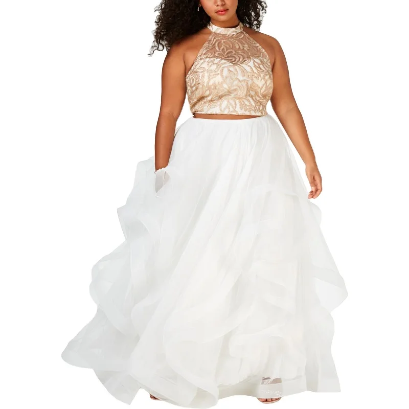 Mother's Day Dresses for Gift -TLC Say Yes To The Prom Womens Plus Crop Glitter Formal Dress