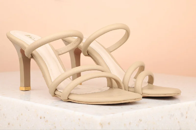 Beach sandals for women with slip-on design and vibrant color options-Women Beige Stiletto Heels