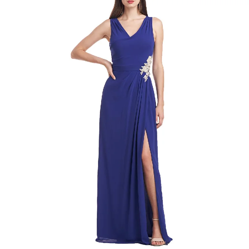 One-shoulder Dresses for Trendy -JS Collections Womens Embellished V-Neck Evening Dress