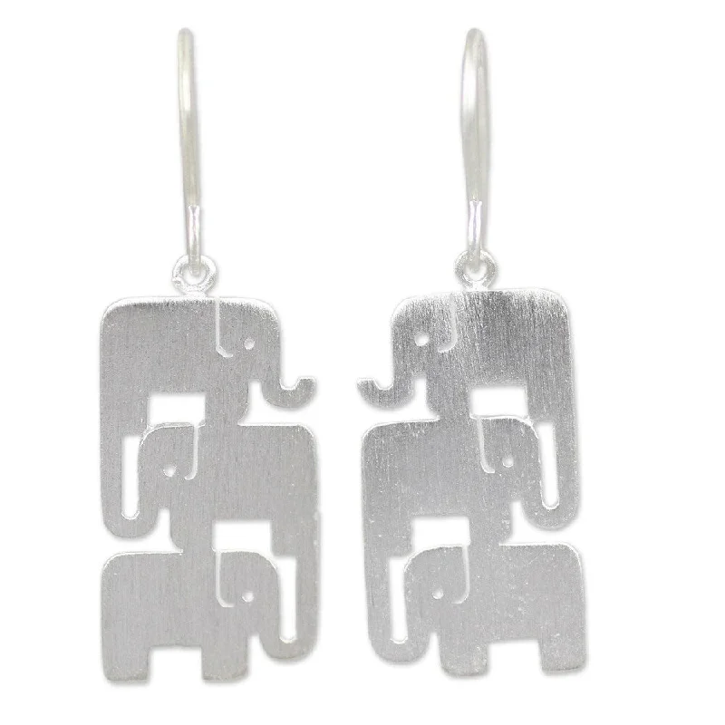 Drop Earrings for Engagement Party -Handmade Sterling Silver Animal Theme Dangle Earrings (Thailand)