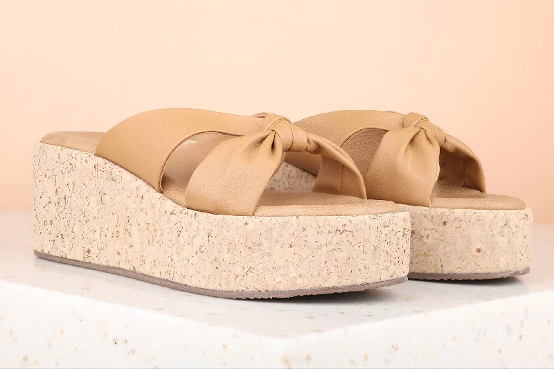 Stylish sandals for men with leather straps and simple yet sophisticated design-Women Beige Solid Wedges Heels