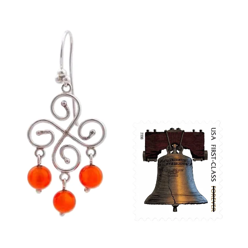 Lead Free Drop Earrings for Health -Handmade Sterling Silver 'Pinwheel' Carnelian Earrings (Peru)