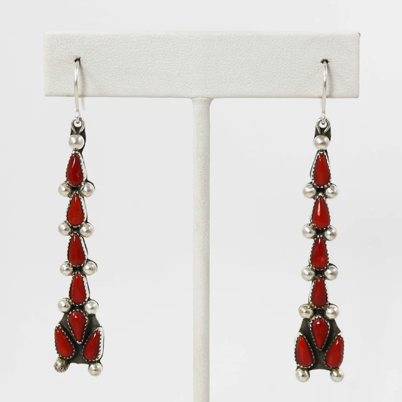 Detachable Drop Earrings with Charms -Coral Earrings