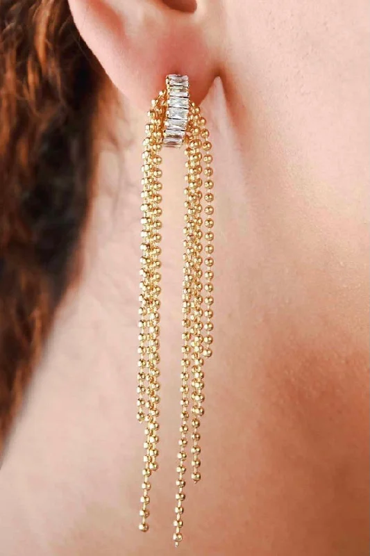 Drop Earrings with Etched Designs -Golden Charm Tassel Earrings