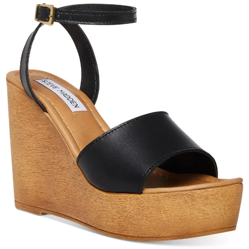 Elegant sandals for women with high heels and lace-up design for formal events-Steve Madden Womens Welsh Buckle Wedge Heels