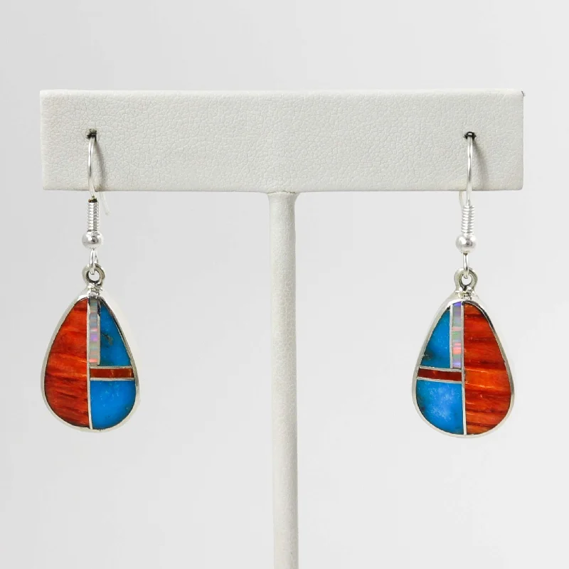 Gemstone Drop Earrings for Color -Multi-Stone Inlay Earrings