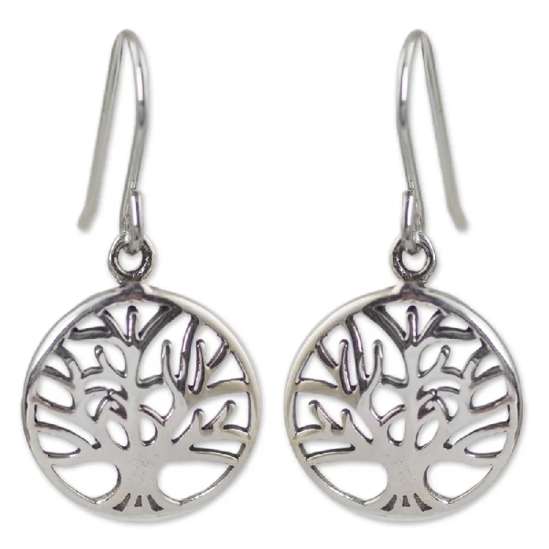 Drop Earrings with Animal Motifs -Handmade Sterling Silver 'Living Forest' Earrings (Thailand)