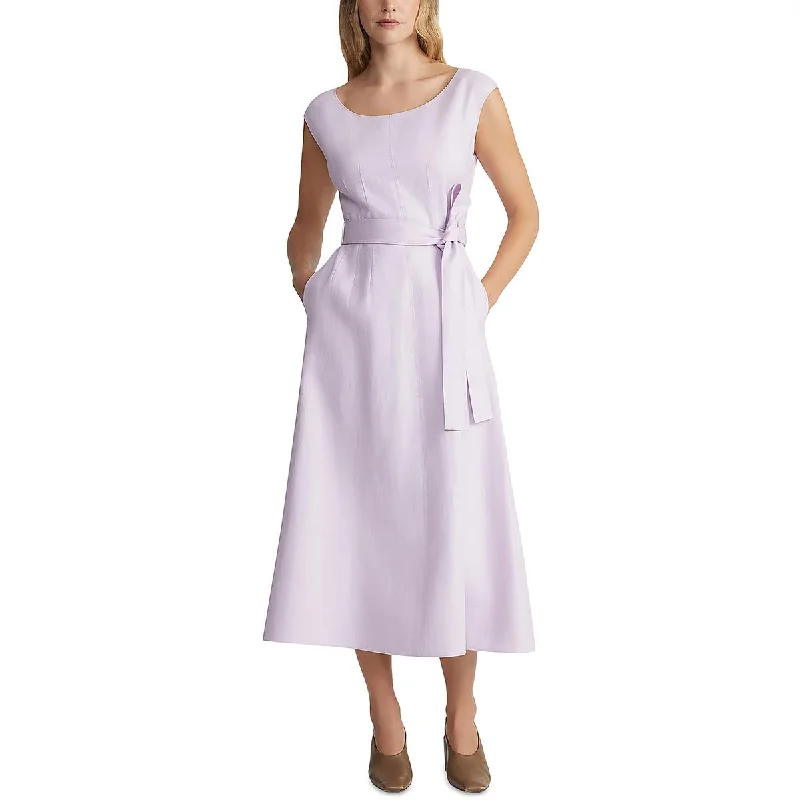 Contemporary Dresses for Fashion -Lafayette 148 New York Womens Midi Belted Fit & Flare Dress