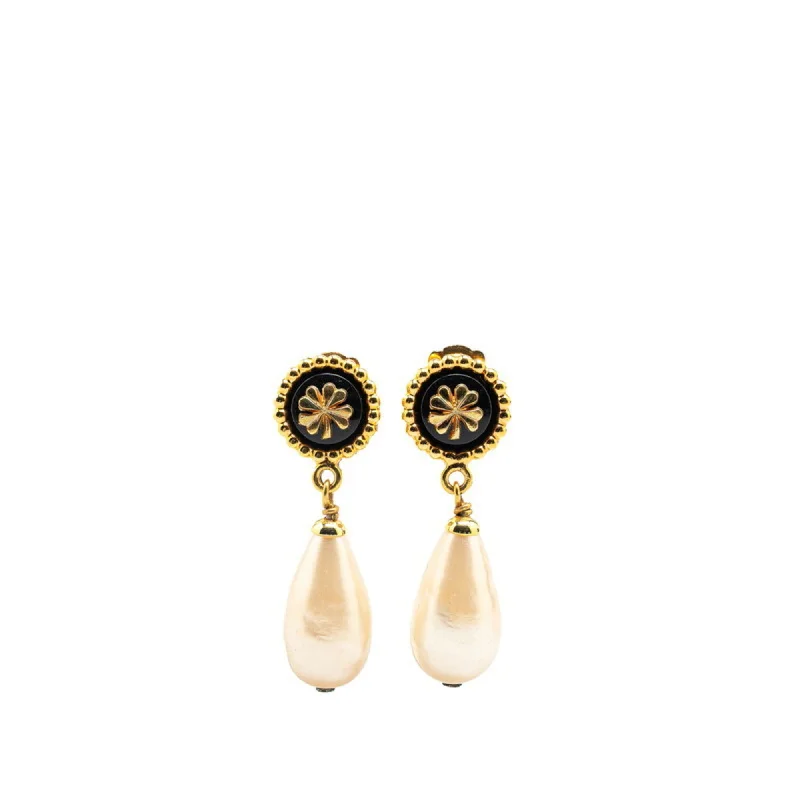 Drop Earrings for Wedding Ceremony -Chanel   Artificial ivory Metal Clip Earrings (Pre-Owned)