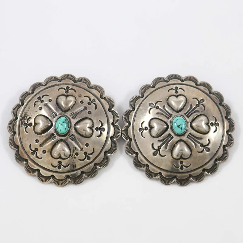 Drop Earrings with Embossed Patterns -Turquoise Concho Earrings