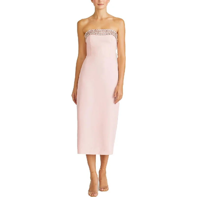 Solid Color Dresses for Simple -ML Monique Lhuillier Womens Split Hem Mid Calf Midi Dress