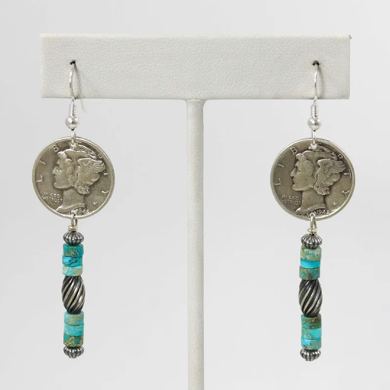 Short Drop Earrings for Subtle -Mercury Dime Earrings