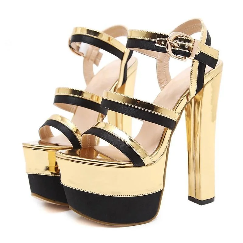 Comfortable sandals for men with slip-resistant soles and adjustable straps for comfort-Sexy Summer Women's High Heels Mixed Colors Gold Party Platform Shoes