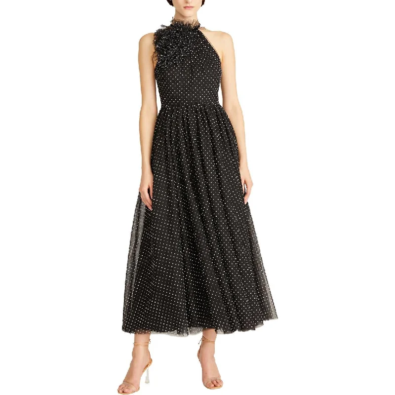 Birthday Dresses for Celebration -ML Monique Lhuillier Womens Mesh Tea Length Midi Dress