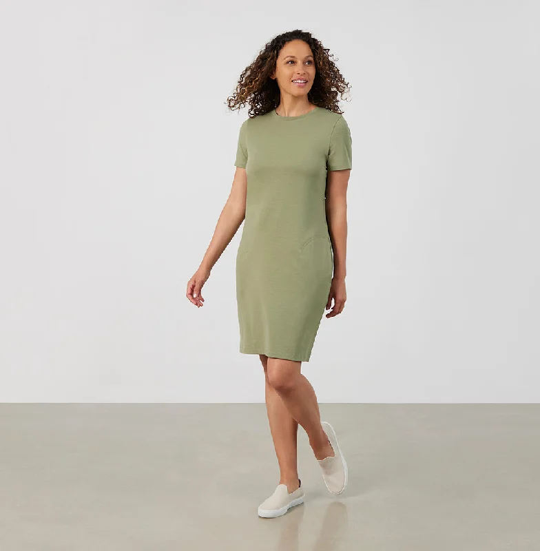 Retro Dresses for Throwback -Threshold T-Shirt Dress Standard Fit - Sage Green