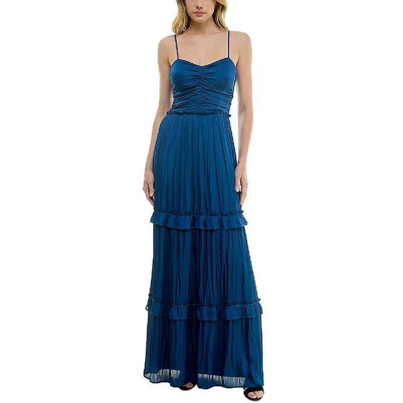 Polyester Dresses for Durable -Crystal Doll Womens Ruched Tiered Evening Dress