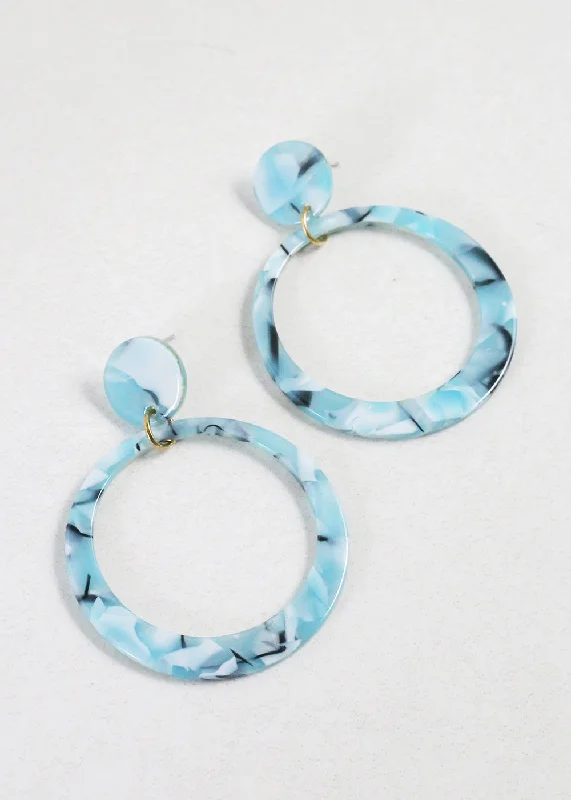 Drop Earrings for Work Attire -Trendy Marbled Resin Hoop Earrings