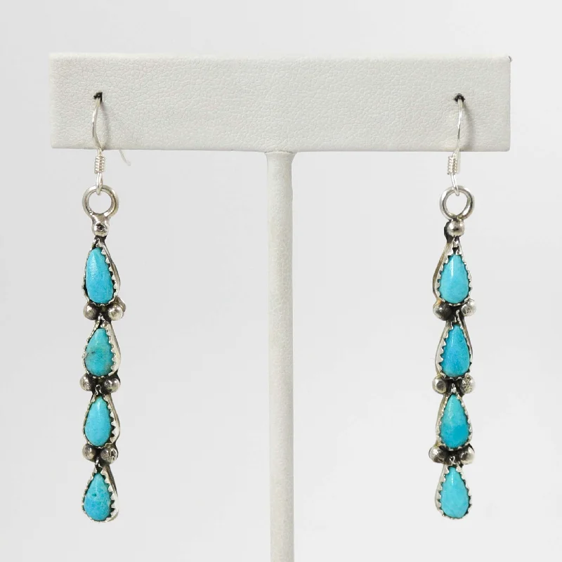 Celtic Drop Earrings with Knotwork -Kingman Turquoise Earrings