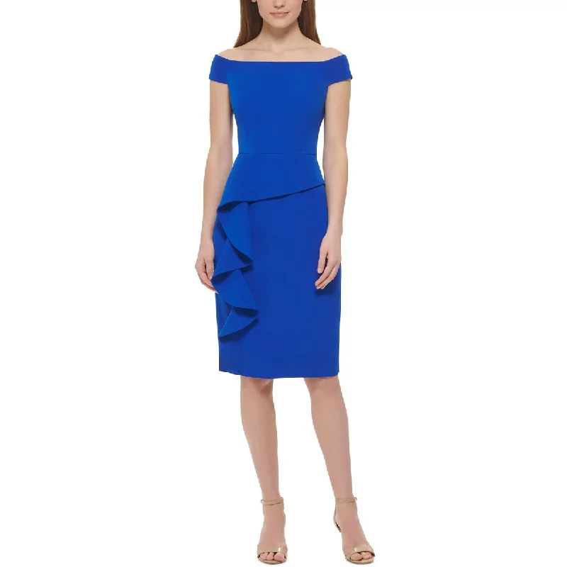 Vince Camuto Womens Cascade Ruffle  Sheath Dress