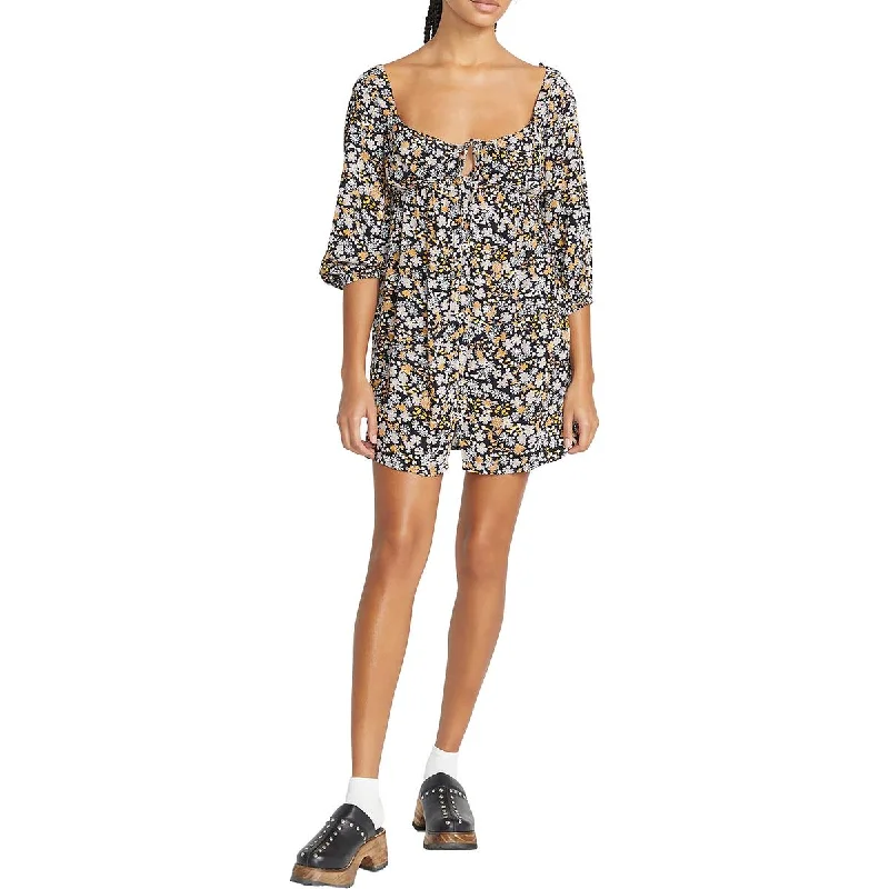 Sheath Dresses for Sophisticated -Volcom Womens Juniors Floral Print Above the knee Babydoll Dress