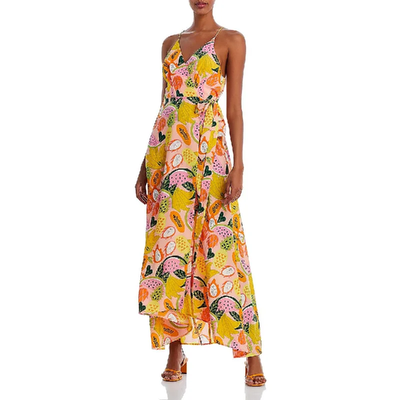 Flared Dresses for Retro -Aqua Womens Printed Long Maxi Dress