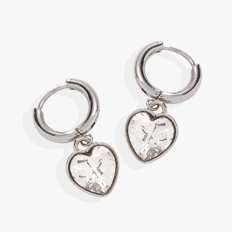 Drop Earrings for Everyday Glamour -Crystal Heart Huggie Hoop Earrings