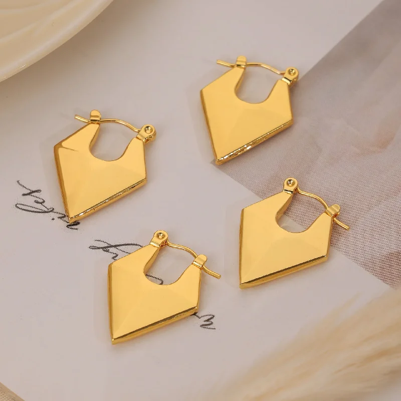 Drop Earrings for Wellness Routine -Wholesale Titanium Steel Gold Plated Geometric Simple Earrings