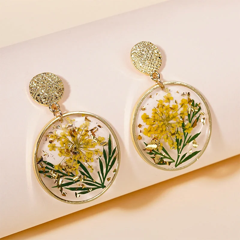 Drop Earrings for Birthday Celebration -Wholesale Dried Plant Preserved Flower Glue Earrings