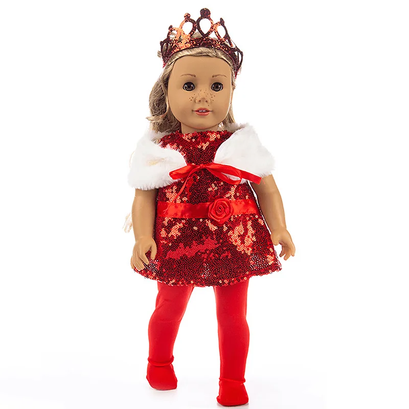 Zippered Dresses for Convenience -American Girl Doll Dress Crown Sequin Dress Noble Princess Dress