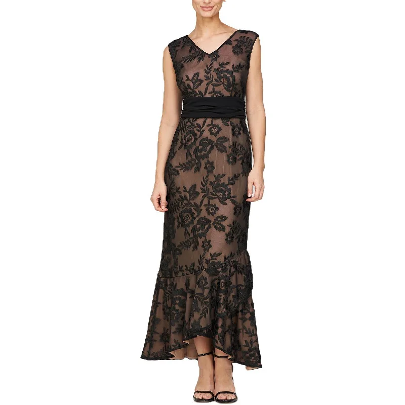 Work Dresses for Professional -JS Collections Womens Emily Embroidered Hi-Low Evening Dress