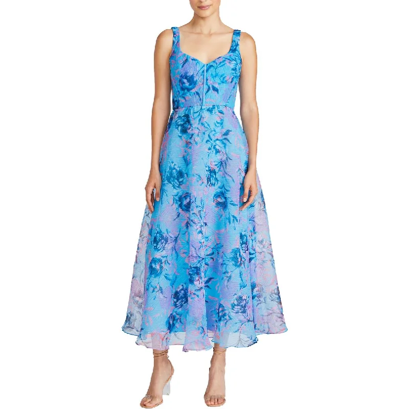 Printed Dresses with Patterns -ML Monique Lhuillier Womens Textured Tea Length Midi Dress