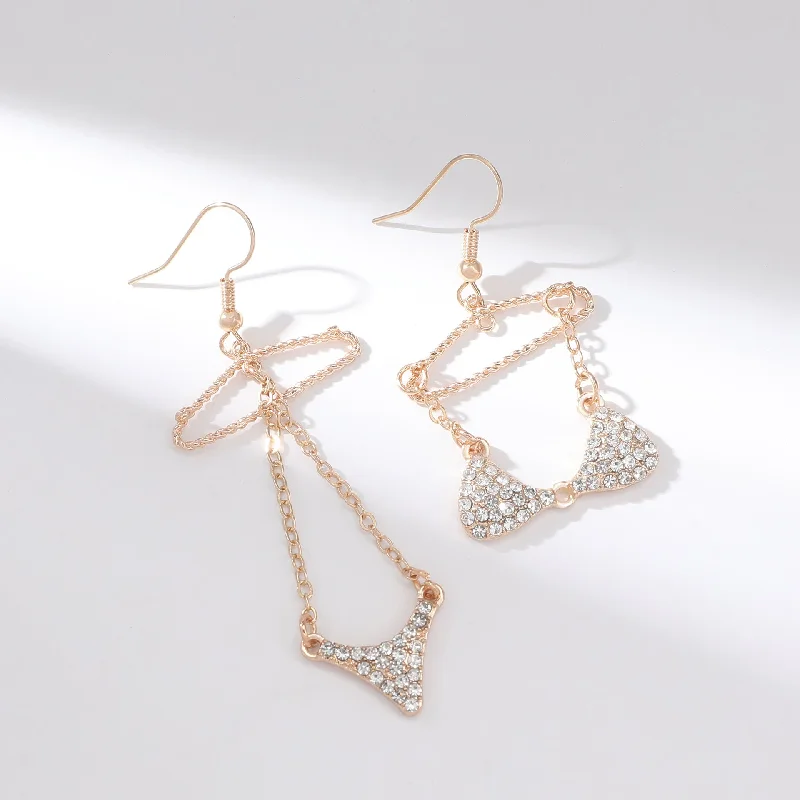 Magnetic Closure Drop Earrings for Easy -Wholesale Asymmetric Zirconia Bikini Fashion Jewelry Earrings