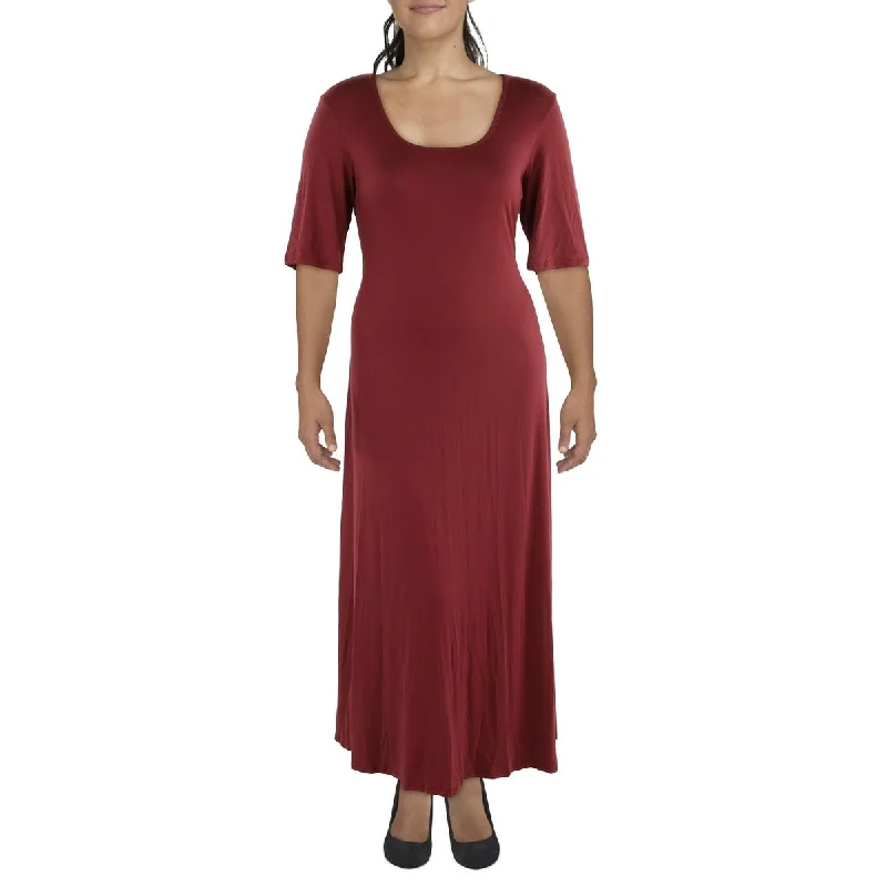 Sheath Dresses for Sophisticated -24seven Comfort Apparel Womens Plus Full Length Elbow Sleeve Maxi Dress