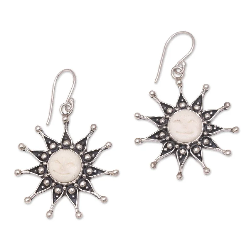 Nickel Free Drop Earrings for Safety -NOVICA Gleaming Sunshine, Sterling silver dangle earrings - 1.9*1.2