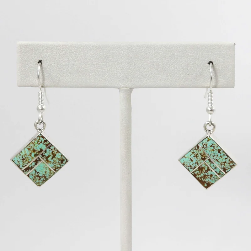 Punk Drop Earrings with Spikes -Number Eight Turquoise Earrings