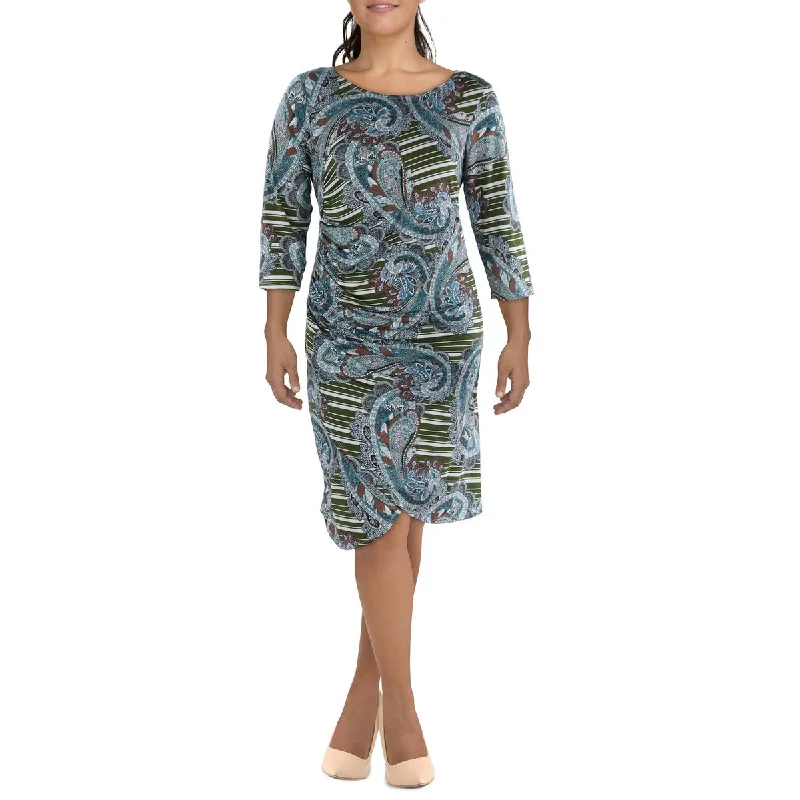 Pencil Dresses for Slimming -24seven Comfort Apparel Womens Plus Printed Knee-Length Sheath Dress