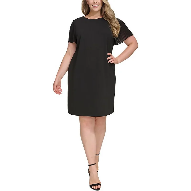 Shift Dresses for Simple Look -Tommy Hilfiger Womens Plus Fit & Flare Pleated Sheath Dress