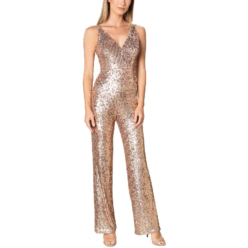 Gothic Dresses with Dark Tone -Dress The Population Womens   V Neck Sequined Jumpsuit