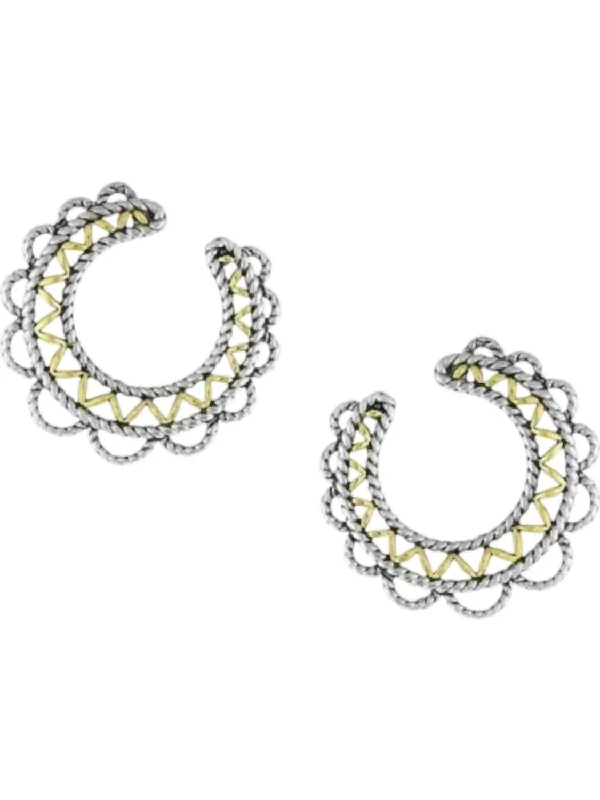 Drop Earrings for Concert Look -Women's Western Lace Hoop Post Earrings In Silver/gold