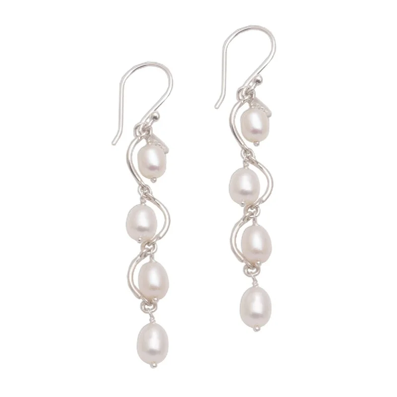 Celtic Drop Earrings with Knotwork -NOVICA Heavenly Trail, Cultured pearl dangle earrings - 2.5*0.3