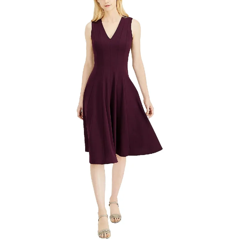 Retro Dresses for Throwback -Calvin Klein Womens Crepe Midi Fit & Flare Dress