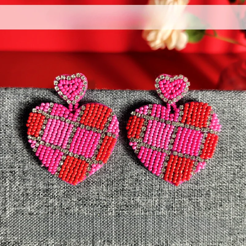 Lead Free Drop Earrings for Health -Wholesale Handwoven Valentine's Day Love Rice Bead Earrings